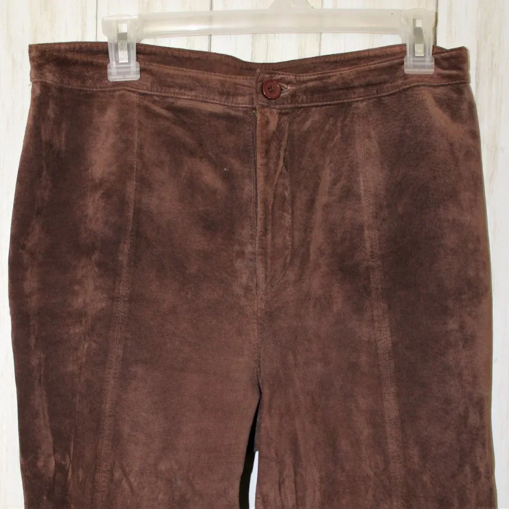 Vtg The Look Brown Suede Pants - Picture 2 of 7